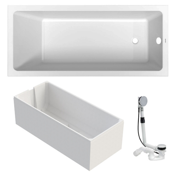 Duravit Opportunity Acryl Badewanne 180x80 cm + Träger + Ablauf Multiplex stirnseitig