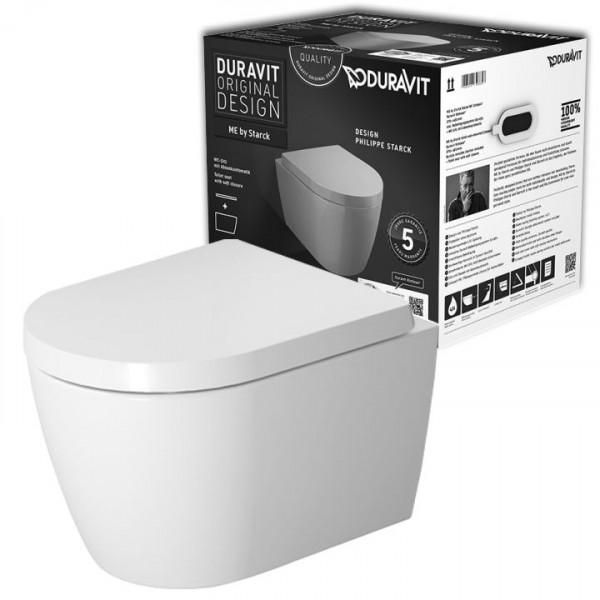 Duravit Me By Starck Rimless Wandtiefspül-WC Compact Set spülrandlos 45300900A1 inkl. WC-Sitz