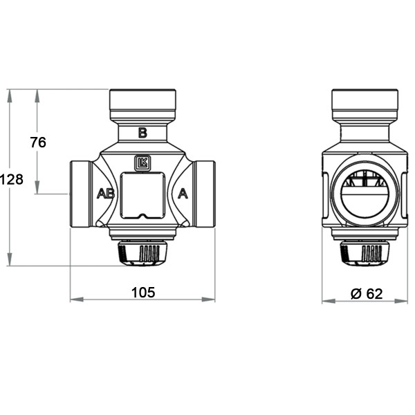 LK 823 ThermoVar R 182388 thermisches 3-Wege-Mischventil G 1 1/2" 55 - 70 °C für Heizungsanlagen