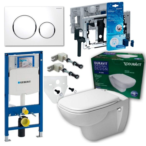 Komplettset Duravit D-Code WC mit WC-Sitz inkl. Geberit Vorwandelement UP320