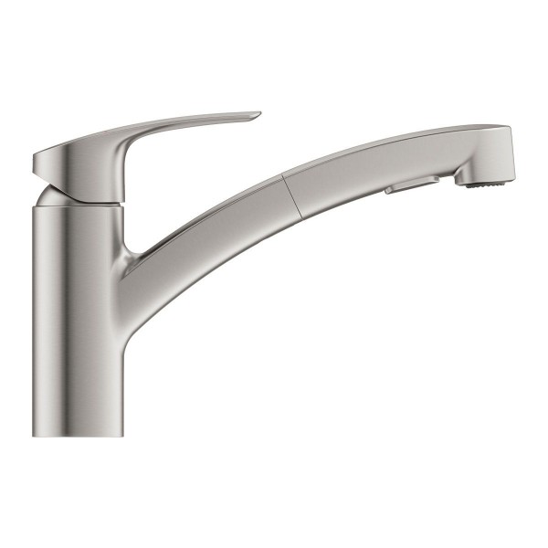Grohe Eurosmart Einhand Spültischbatterie Supersteel mit herausziehbare Spülbrause 30305DC1