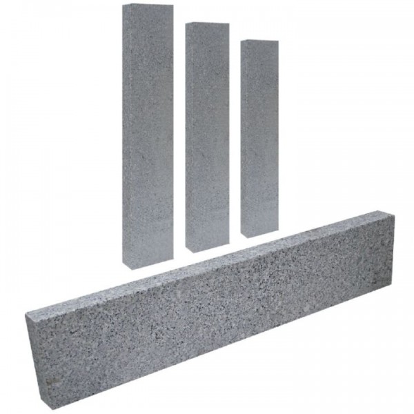 Granit Kantenstein 100x20x6cm Grau gesägt 5 Seiten geflammt Bordstein Randstein Palisade Naturstein
