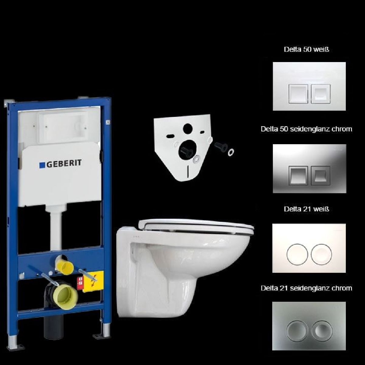 Unterputz Spülkasten 3/6 l  mit Betätigungsplatte Chrom Vorwandelement Wand WC 