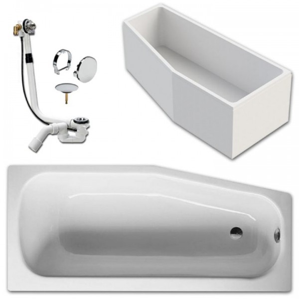 Bette Bambino Badewanne 2770 Stahl links 157x65cm inkl. Träger mit Ab- u. Überlaufgarnitur