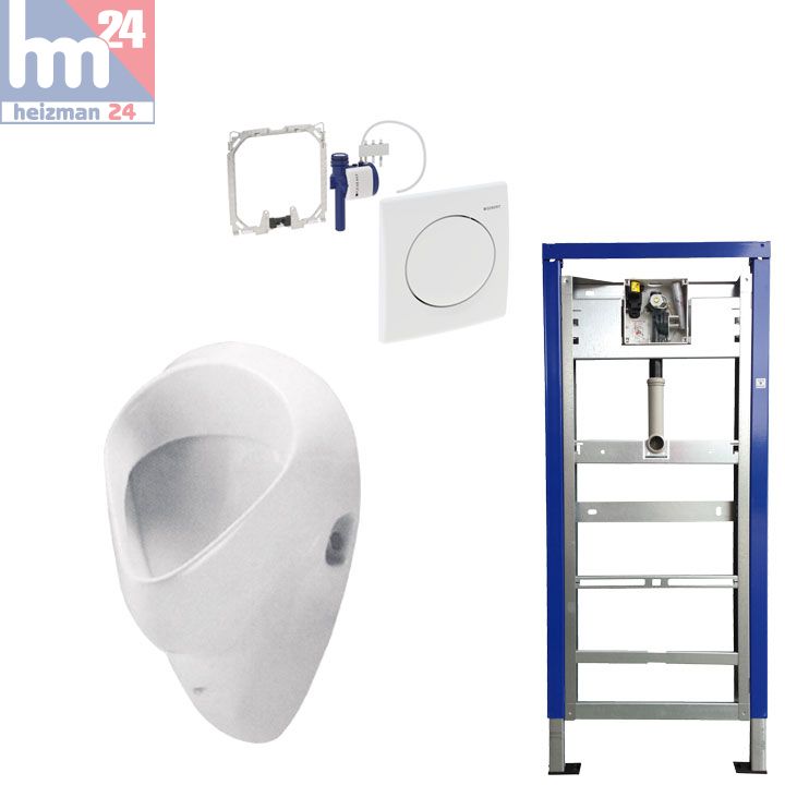 Komplettset Geberit Duofix Basic, HyBasic Handauslösung und Allia Paris Urinal Urinale