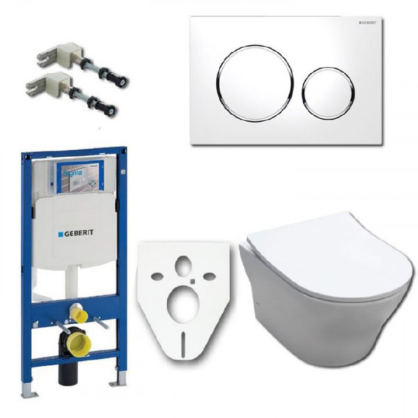 Komplettset Geberit Duofix UP320 WC-Montageelement mit TOTO-MH-WC CW162Y und WC-Sitz VC10162 / TC514G