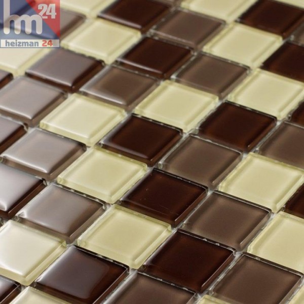 Mosaik Crystal Beige Mix Glas Fliese / Matte 29,5 x 29,5 x 0,4 cm