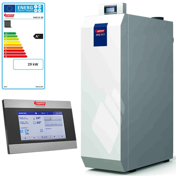 NMT HVG-IV 30S Scheitholzkessel Holzvergaser Kessel 29 kW inkl. ST810 Touchscreensteuerung