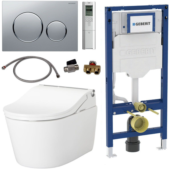 TOTO Geberit Set Washlet RW Dusch-WC spülrandlos inkl. Vorwandelement u. Betätigungsplatte Sigma 20