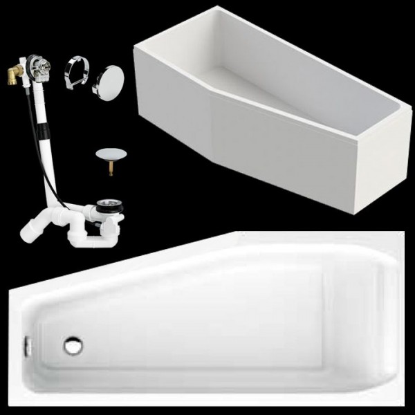 Ideal Standard Raumspar Badewanne Plus 160x70 cm links inkl. Träger u. Ablaufgarnitur K244801
