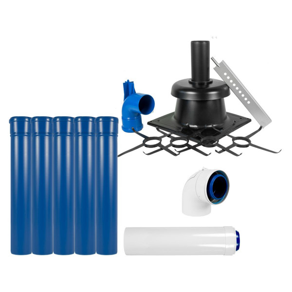 Skoberne Condens Blue Abgassystem-Paket starr 10 m 80 mm mit Schachtabdeckung Kunststoff