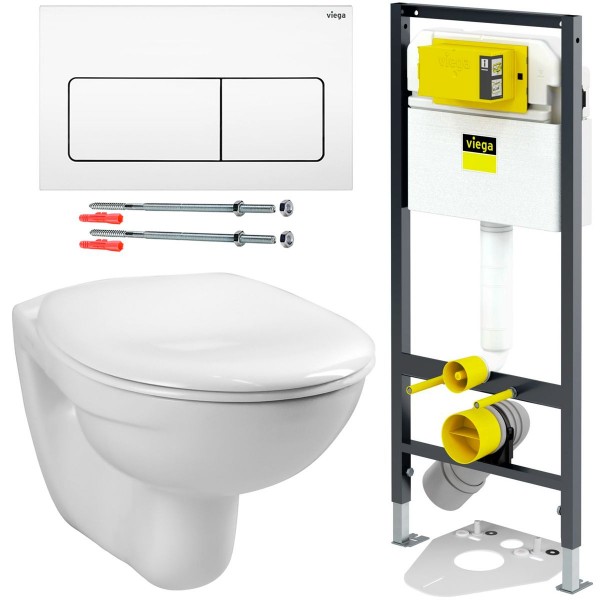 Viega Set Prevista Dry 771973 WC-Element m. Life 5 Platte Weiß inkl. Vitra Norm WC u. WC-Sitz