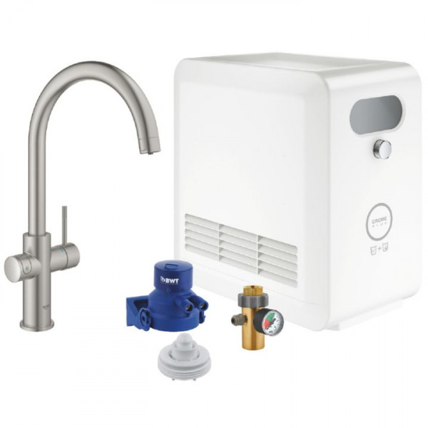 Grohe Blue Professional Starter Kit 31323DC2 Einhebel-Spültischarmatur Supersteel inkl. Kühler