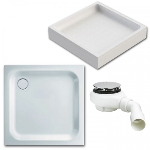 Bette Supra Duschwanne 90x90x6,5cm Stahl Duschtasse 5920-000T inkl. Träger u. Ablauf