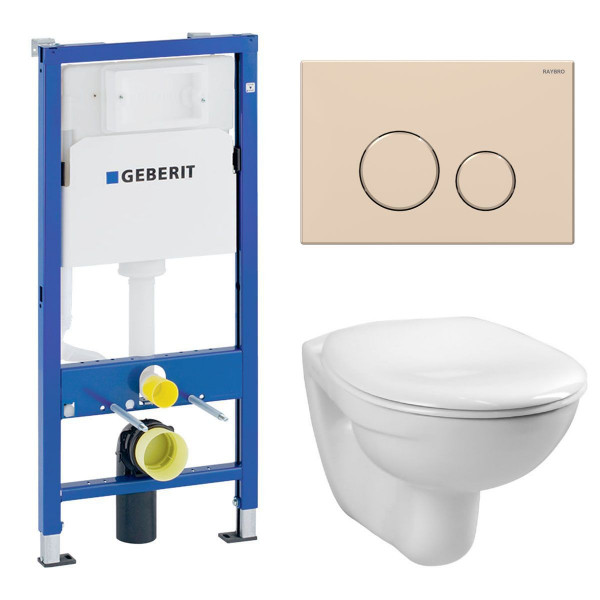 Komplettset Geberit Duofix Basic UP100 inkl. Vitra Norm WC und Raybro Betätigungsplatte Cortado 45