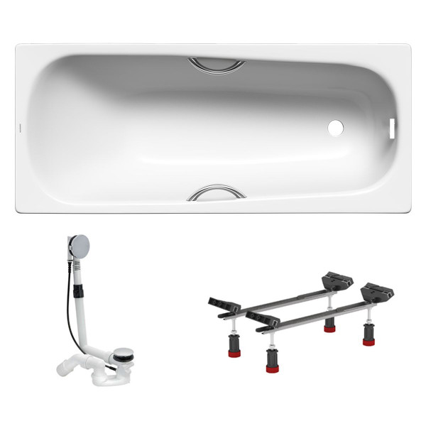 Kaldewei Set Saniform Plus Star 170x75 cm mit Wannengriffe, Wannenfüße und Viega Multiplex