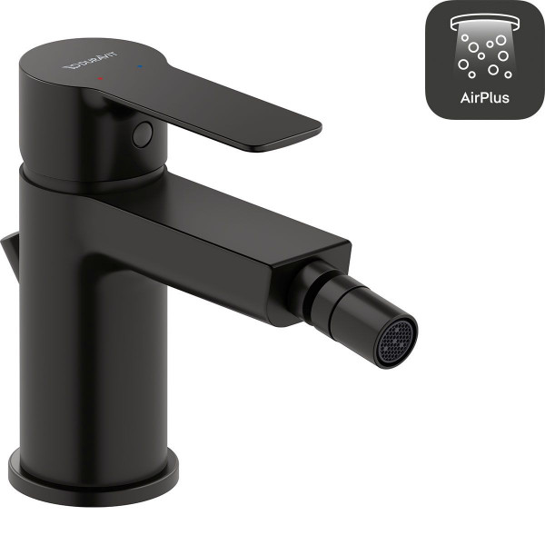 Duravit D-Code Einhebel-Bidetmischer Schwarz Matt mit Ablaufgarnitur DC2400011046