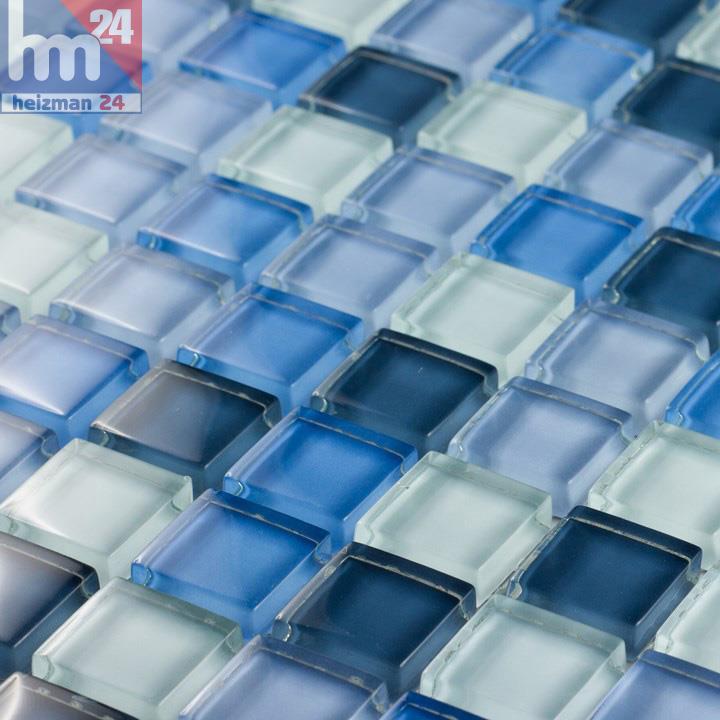 Glasmosaik Mulidhoo Mosaikfliese weiß hellblau blau dunkelblau Bad