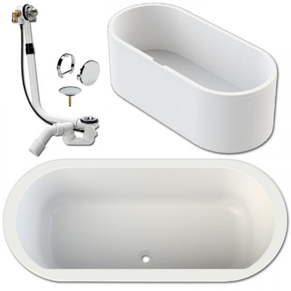 Oval-Badewanne aus Acryl 180x80 cm made by Hoesch inkl. Träger u. Ablauf Multiplex Trio