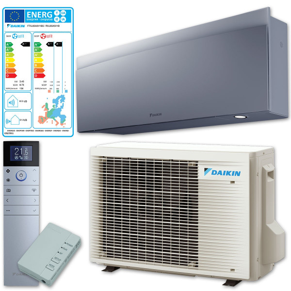 Daikin Emura 3 Klima-Paket Klimaanlage Mono Split 3,5kW FTXJ35AS Silber inkl. Außengerät RXJ35A