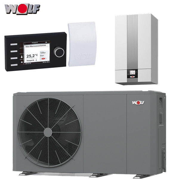 Wolf Luft-Wasser Wärmepumpe 9148033 FHA Monoblock 08/10 230 V mit E-Heizelement 6 kW inkl. Regelung