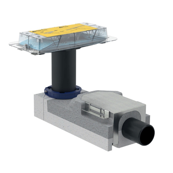 Geberit CleanLine Rohbauset Duschrinne DN50 waagerecht Fußbodenaufbau 90 - 200 mm 154150001