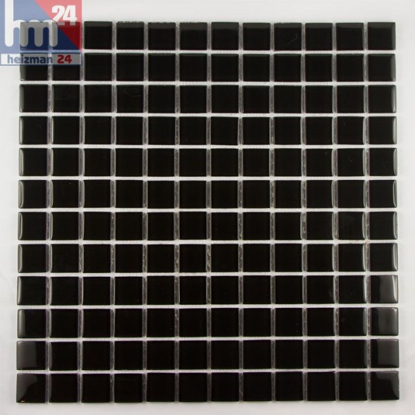 Glasmosaik Black Stone Mosaikfliese schwarz f. Fliesenspiegel Bad Küche Pool 29,5 x 29,5 x 0,4 cm