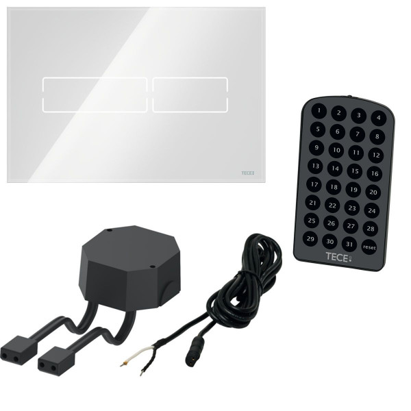 TECE lux Mini elektr. Betätigungsplatte Touch Glas weiß 9240960 inkl. Trafo u. Fernbedienung