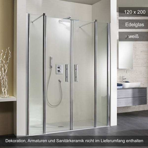 HSK Exklusiv Raumnische 4-teilig 120x200cm Weiß Edelglas