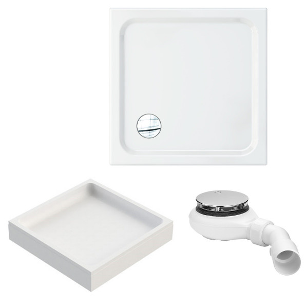 Rechteck-Duschwanne S100 von Ideal Standard 80x80x3,5 cm aus Acryl inkl. Duschwan.tr. und Ablaufgar.