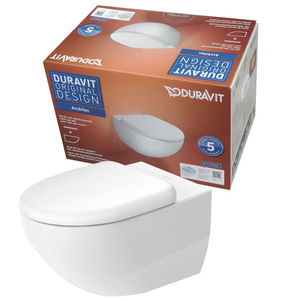 Duravit WWC-Set Architec Weiß Rimless 45720900A1 Wand-WC und WC-Sitz mit Absenkautomatik