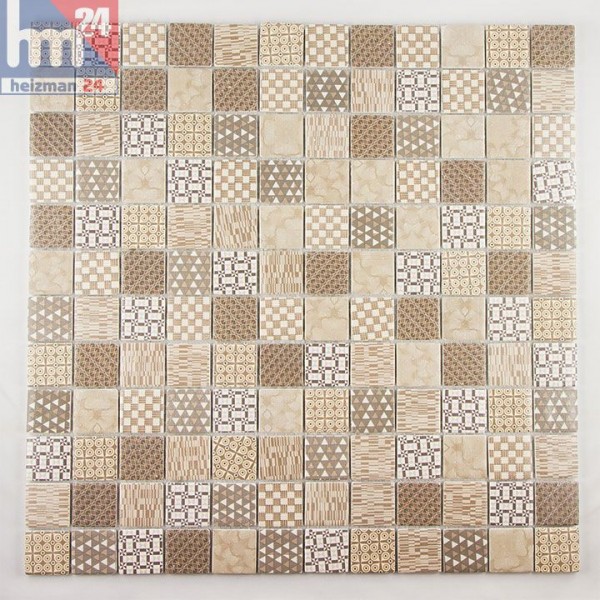 Mosaikfliese Maschito weiß beige grau braun Retro Muster Mosaik Pool Bad Küche Dusche Fliesenspiegel