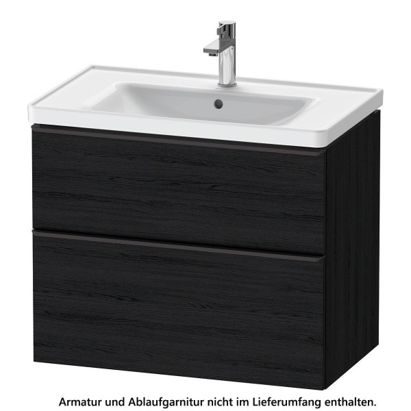 Duravit D-Neo Badmöbel-Set 800 mm Waschtisch Rundspiegel inkl Unterschrank Eiche Schwarz DE011001616