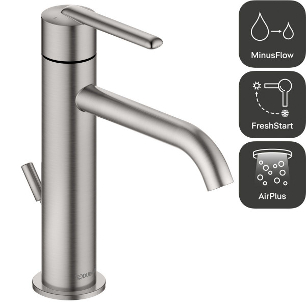 Duravit Balcoon Einhebel-Waschtischmischer Größe M Edelstahl gebürstet BA1023001070