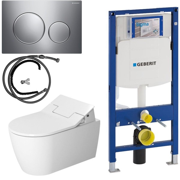 Duravit Geberit Set SensoWash Slim Dusch-WC spülrandlos inkl. Vorwandelement u. Betätigungsplatte