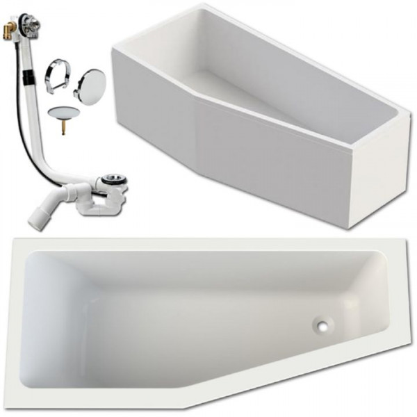 Raumspar-Badewanne links Acryl 160x70 cm made by Hoesch inkl. Träger u. Multiplex Trio