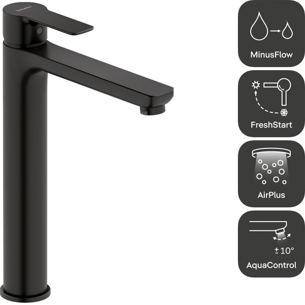 Duravit D-Code Einhebel-Waschtischmischer Größe XL Schwarz Matt DC1043002046