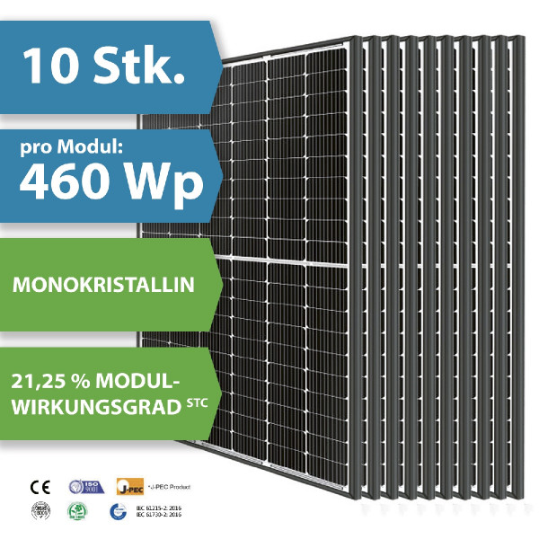 10 x HM24 Photovoltaik-Modul-Paket Solar-Modul LP182*182-M-60-MH 460 Watt 1909 x 1134 mm