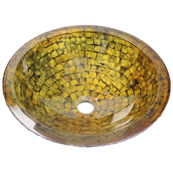 Amber Aufsatzwaschbecken Glas Waschschüssel FG288 rund Ø 42 cm Handmade