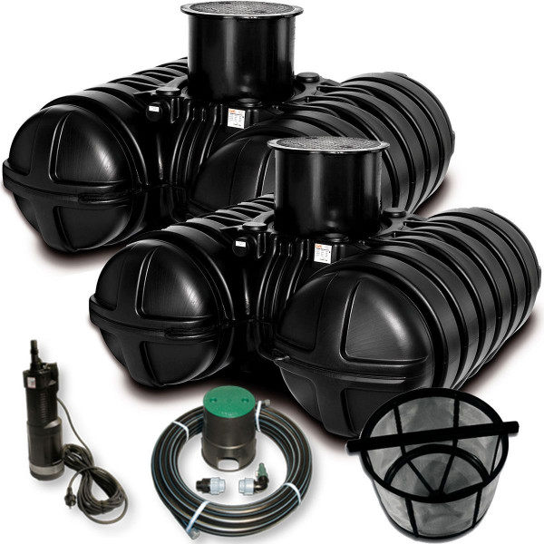 Roth Paket Garten Twinbloc Regenwassertank Tank 7000L inkl. Tauchpumpe u. Entnahme 1135006042