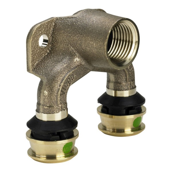 Viega Raxofix Pressfitting Doppelwandscheibe 20 mm x 1/2" IG x 20 mm SC-Contur 645960 aus Rotguss.
