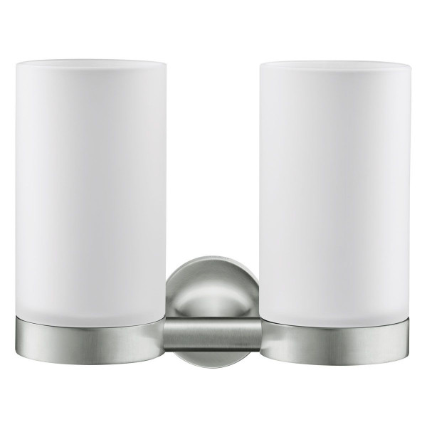 Duravit Doppelglashalter Starck T edelstahl gebürstet 0099487000 inkl. Gläser weiss matt