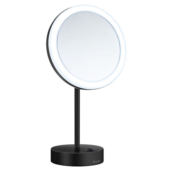 Smedbo OUTLINE LED Stand - Kosmetikspiegel FK484EBP batteriebetrieben schwarz