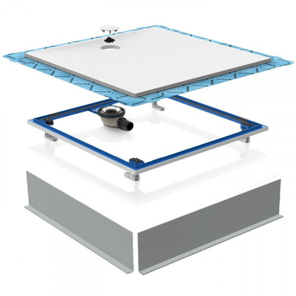 Geberit Setaplano Duschtasse Duschwanne Mineralguss 80x140cm 154.266.11.1 inkl. Rahmen u. Rohbauset