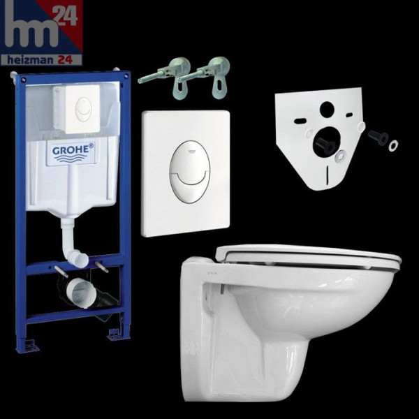 Komplettset Grohe Rapid SL + Betätigungsplatte Skate Air weiß 38722001 + WC + WC-Sitz