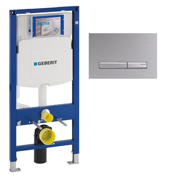 Geberit Duofix UP320 Wand-WC-Montageelement mit Betätigungsplatte Sigma 50 Chrom gebürstet