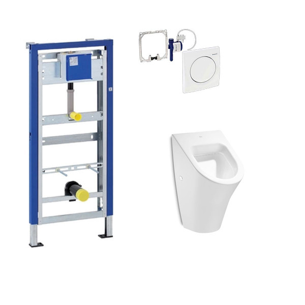 Komplett Set Geberit Duofix Basic mit Urinalsteuerung HyBasic Handauslösung und Roca Urinal