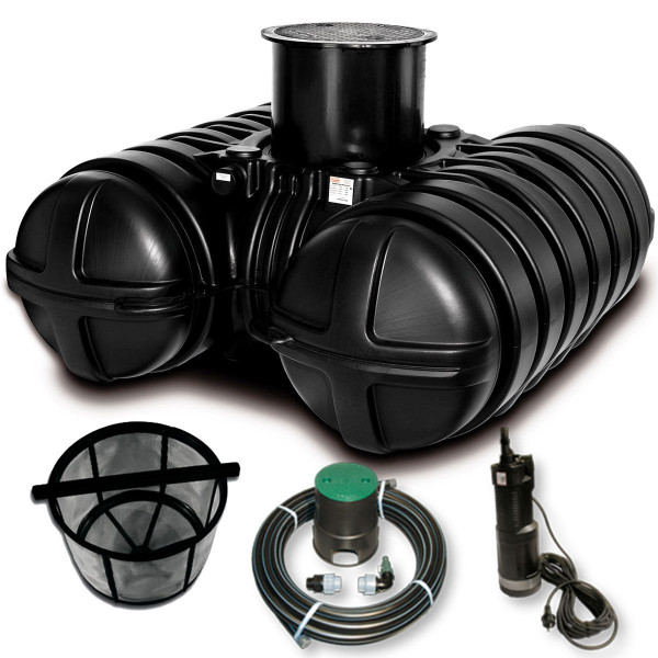Roth Paket Garten Twinbloc Regenwassertank Tank 5000L inkl. Tauchpumpe u. Entnahme 1135006041