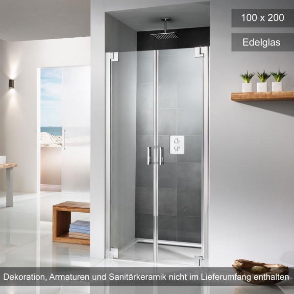 HSK K2P Pendeltür für Nische 100x200cm Edelglas