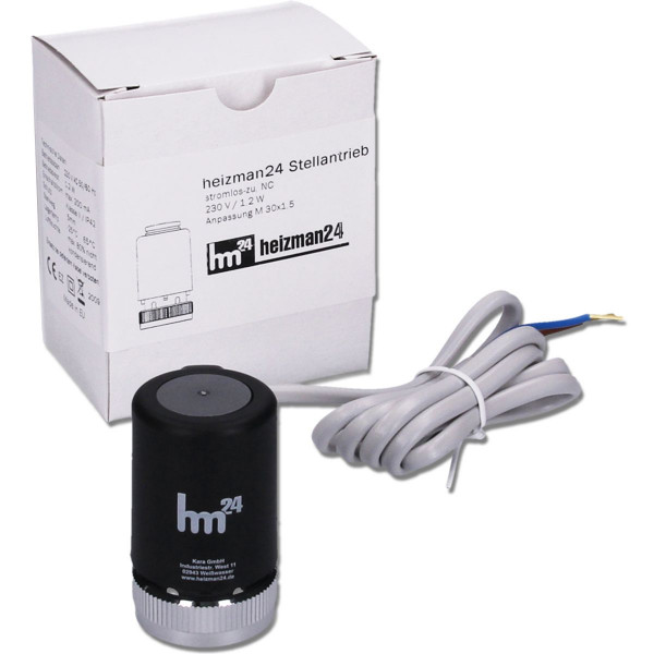 Heizman24 Black Edition thermischer Stellantrieb M30x1,5 mm 230 Volt Fußbodenheizung